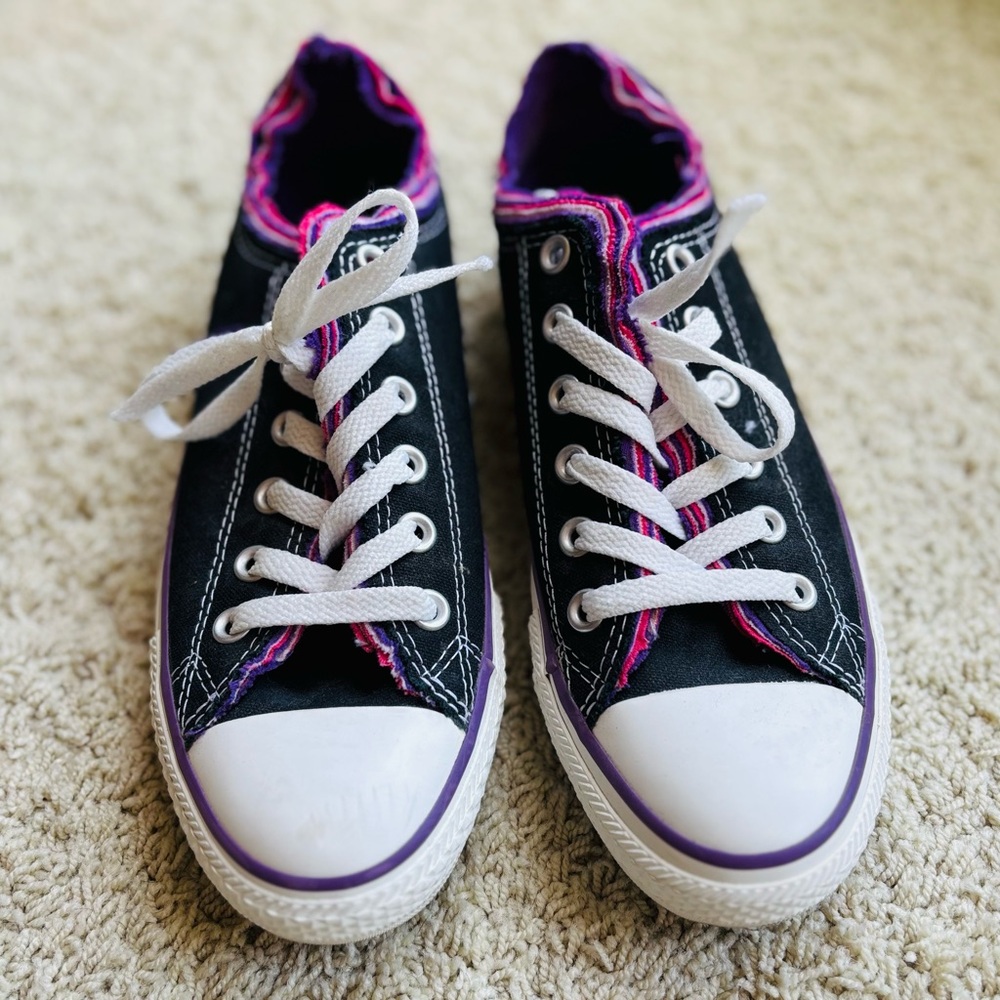 Converse Black and Purple Low-Top Sneakers